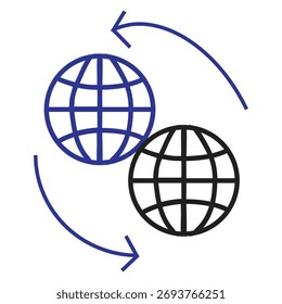 Global Connection and Data Exchange Icon – Internet Network and International Communication Concept