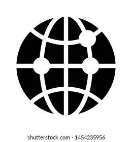 global connection glyph flat vector icon