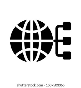 global connection glyph flat vector icon