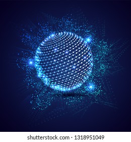 Global connection hi-tech technology concept based matrix coding background with 3d globe illustration.