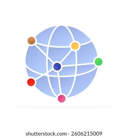 global connection icon, flat colored vector. modern and minimalist design