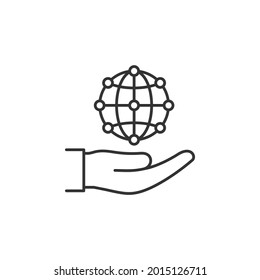 Estilo de línea de icono de conexión global aislado en fondo blanco. Ilustración del vector