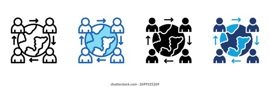 Global Connection Icon Multi Style Vector Illustration