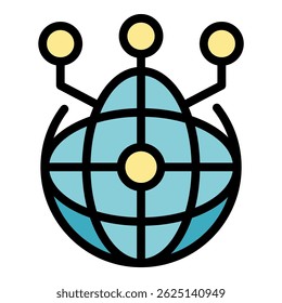 Icono de conexión global. Contorno de conexión global Vector icono de color plano aislado