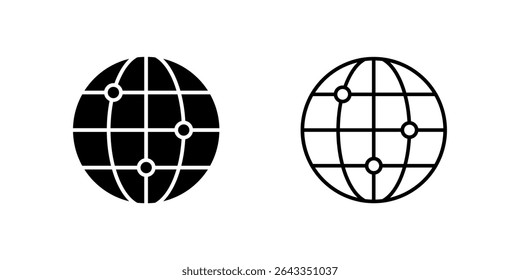 Global connection icon set symbolizing worldwide internet access and digital link.