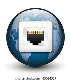 Global connection icon. Vector illustration