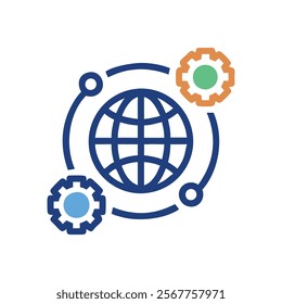 Global Connection Icon for Worldwide Networking