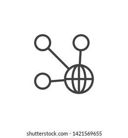 Global connection line icon. linear style sign for mobile concept and web design. Share social media network outline vector icon. Symbol, logo illustration. Vector graphics