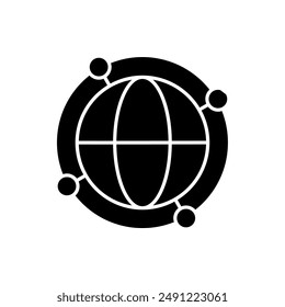 global connection line icon, global network symbol. silhouette vector isolated on white background. simple and modern design
