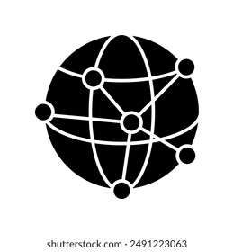 global connection line icon, global network symbol. silhouette vector isolated on white background. simple and modern design