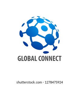 Global connection logo concept design template idea in blue color