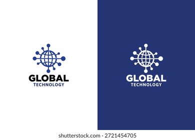 Globale Verbindung Logo zeigt weltweite Reichweite Design. Logo-Vorlage für Unternehmenstechnologie