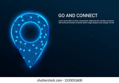 Global connection and navigation system concept with blue digital map pointer and place for text. Vector illustration