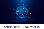 Global connection network background. World map. High-speed internet technology concept or fast wireless data transmission. modern internet network connection technology background	