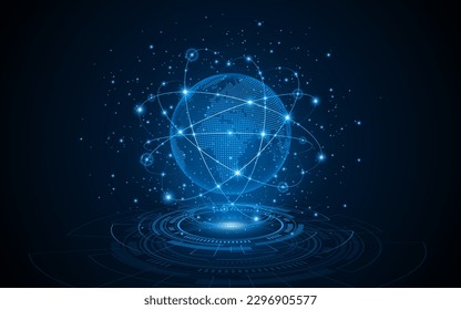 Global connection network background. World map. Internet technology concept or global communication.	