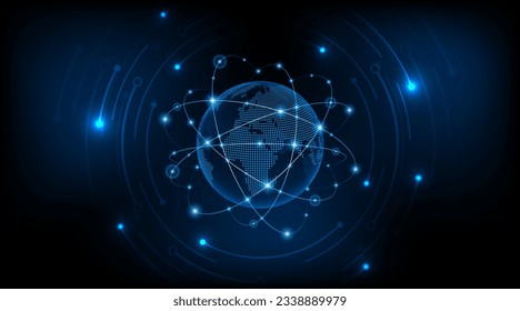 Global connection network background. World map. Internet technology concept or global communication.	