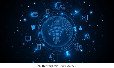 Global connection network background. World map. Internet technology concept or global communication.	