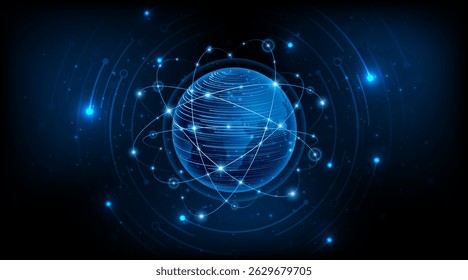 Global connection network background. World map. Internet technology concept or global communication.	
