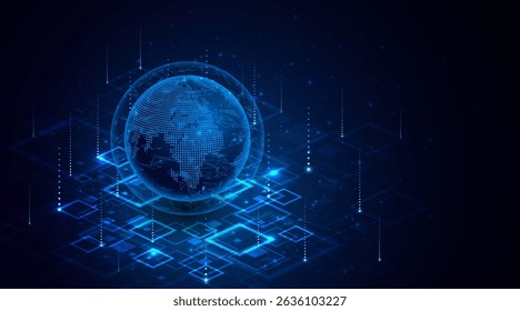 Global connection network background. World map. High-speed internet technology concept or fast wireless data transmission. modern internet network connection technology background	