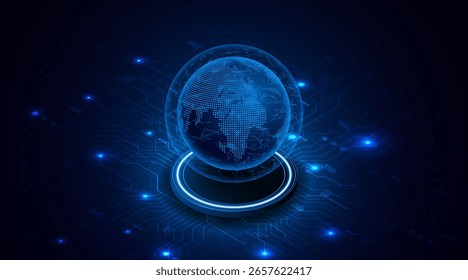 Fondo de red de conexión global. Mapa mundial. Concepto de tecnología de Internet de alta velocidad o transmisión de datos inalámbrica rápida. Fondo de tecnología de conexión de red de Internet moderna	