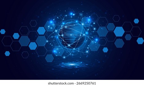 Fondo de red de conexión global. Mapa mundial. Concepto de tecnología de Internet de alta velocidad o transmisión de datos inalámbrica rápida. Fondo de tecnología de conexión de red de Internet moderna	