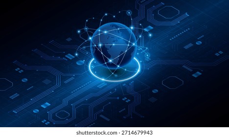 Global connection network background. World map. High-speed internet technology concept or fast wireless data transmission. modern internet network connection technology background