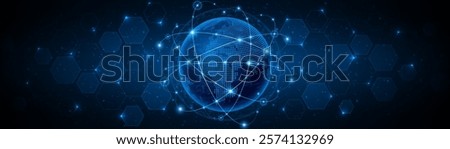 Global connection network background. World map. High-speed internet technology concept or fast wireless data transmission. modern internet network connection technology background	