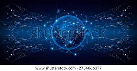 Global connection network background. World map. High-speed internet technology concept or fast wireless data transmission. modern internet network connection technology background