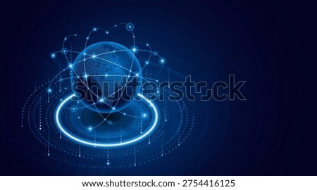 Global connection network background. World map. High-speed internet technology concept or fast wireless data transmission. modern internet network connection technology background