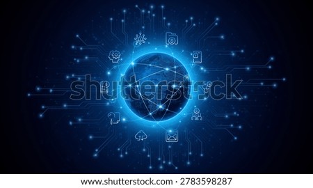 Global connection network background. World map. High-speed internet technology concept or fast wireless data transmission. modern internet network connection technology background