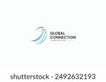 Global Connection Network Dots Logo Halftone Sphere Shape Digital Technology Business Company