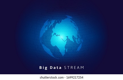 Global Connection Network. Futuristic Tech. Connected World. Big Data. Digital Planet. Global Internet Network. Worldwide Web. Earth Planet. Connection Network. Blue Abstract Background.