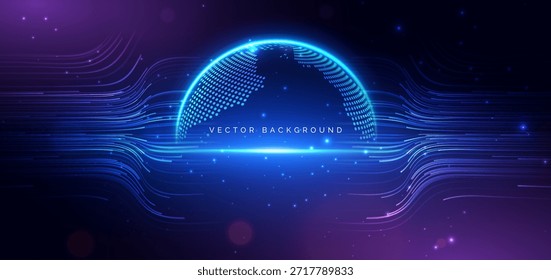 Rede de conexão global em plano de fundo azul escuro. Conceito de rede de comunicação de dados de tecnologia. Ilustração vetorial