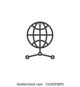 Global connection outline icon. linear style sign for mobile concept and web design. Internet simple line vector icon. Symbol, logo illustration. Pixel perfect vector graphics