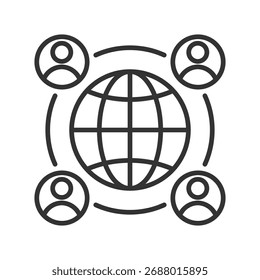 Global Connection Outline Icon Vector Illustration