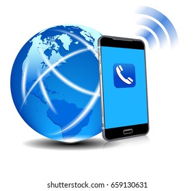 Global Connection Phone Cell Smart Mobile Phone App - Elements of this image furnished by NASA
