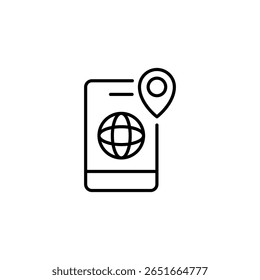 Global Connection Point Of Location With Mobile Icon Isolated Illustration