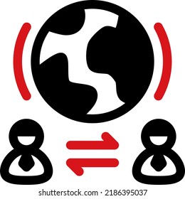 Global Connection Red Glyph Icon Vector Design And Illustration Template