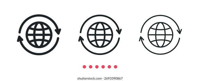 Global connection and refresh icon. Thin line icon vector