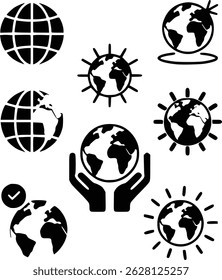 Global Connection Striking World Hands Solutions Navigating Earth Care Vector Icons