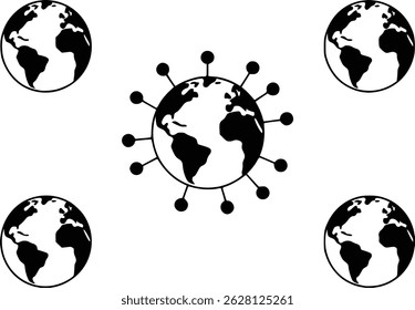 Global Connection Striking World Hands Solutions Navigating Earth Care Vector Icons