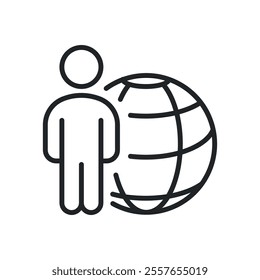 Global connection thin line icons. Perfect pixel on transparent background