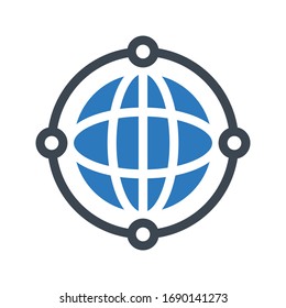 icono de color de glifo vectorial de conexión global 