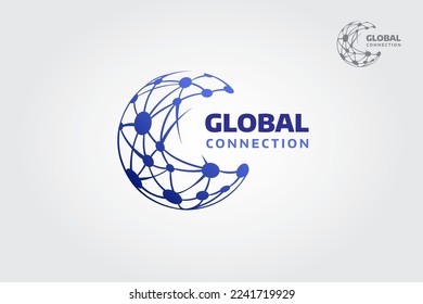 Global Connection Vector Logo Template. Clean and modern Connection logo template. It can be used by social networking and communication services, Telecommunication connection companies, Start-up, etc