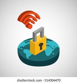 global connection wifi digital security vector illustration eps 10
