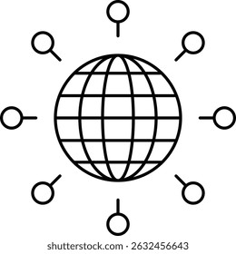 global connections icon. Digital technology. global connect, simple business. Black icon isolated on white background
