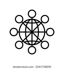 global connections icon, line vector isolated on white background. trendy and modern design