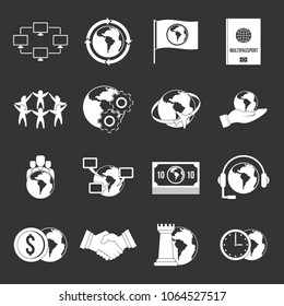 Global connections icons set vector white isolated on grey background 