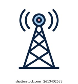Global connectivity, connection tower, wireless signals, tower vector design