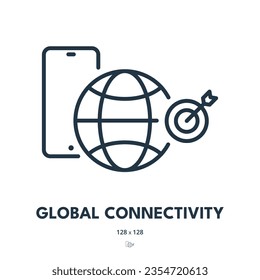 Global Connectivity Icon. Network, Connection, Communication. Editable Stroke. Simple Vector Icon